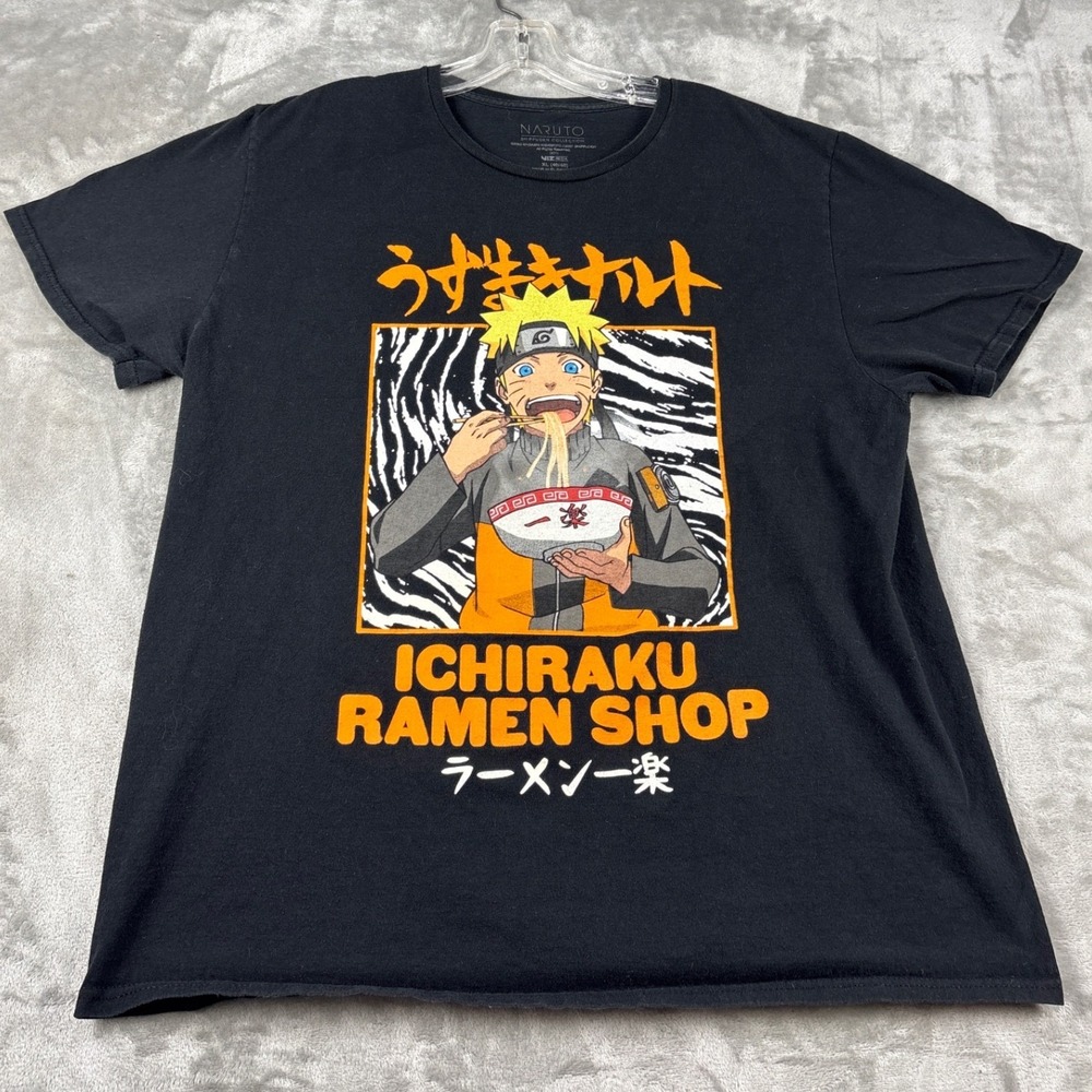 Naruto Shippuden Ichiraku Ramen Shop Black Graphic T-Shirt Mens XL Viz Media
